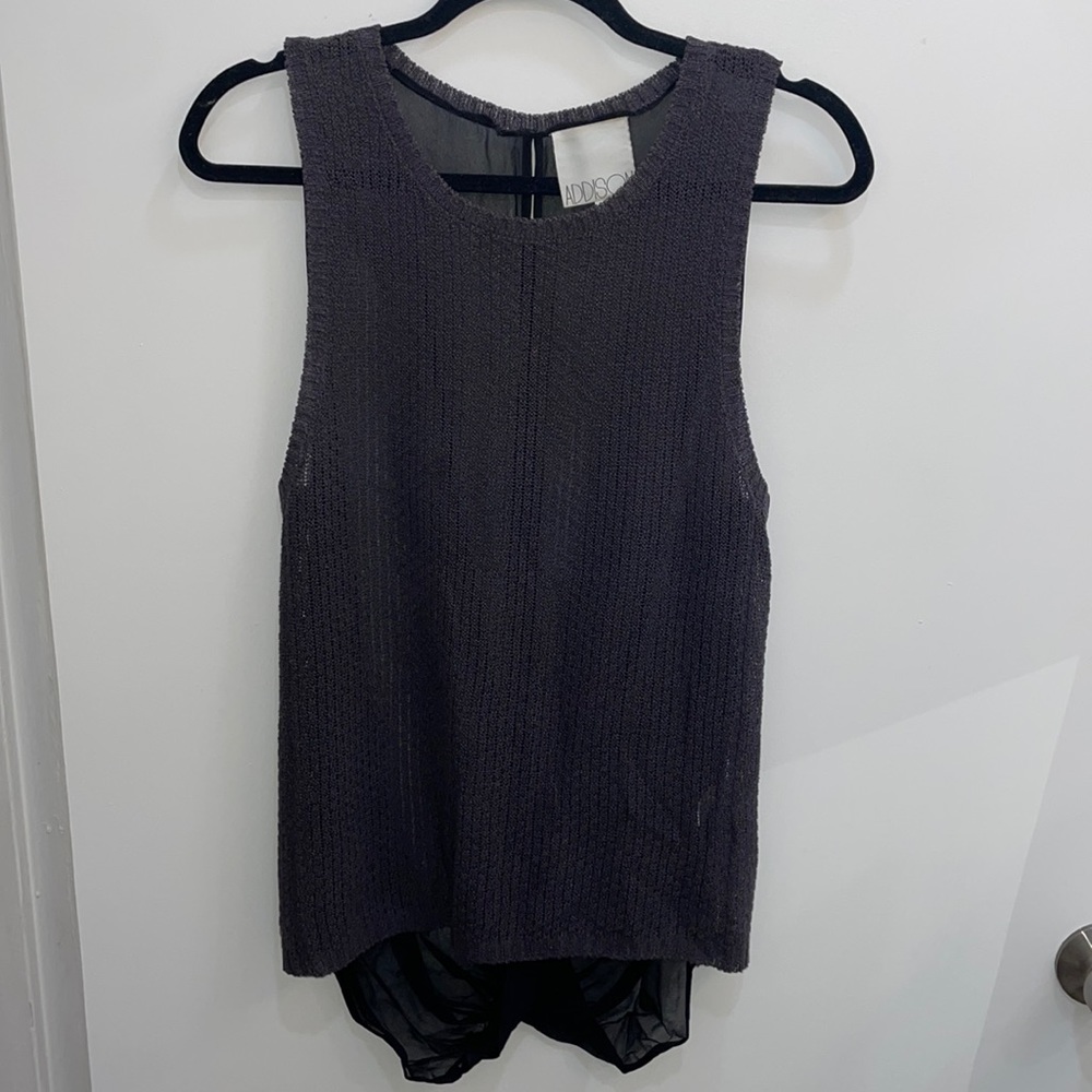 Addison sheer knit blouse with open back